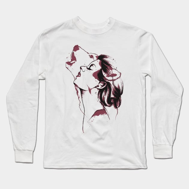 Wolf Girl Long Sleeve T-Shirt by ShadesArts